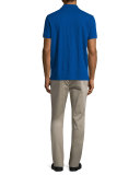 Short-Sleeve Slub Polo Shirt, Vibrant Blue