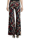 Wide-Leg Printed Jersey Pants 