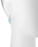 18K White Gold & Blue Topaz Oval Drop Earrings