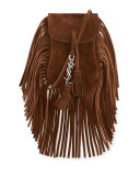 Anita Toy Flat Suede Fringe Crossbody Bag, Brown