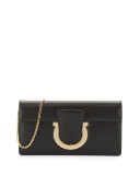 Thalia Cocktail Leather Clutch Bag, Nero  