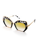 Octavia Geometric Two-Tone Sunglasses, Black