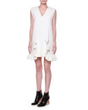 Sleeveless V-Neck Ruffled Dress, Lily White