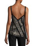 Lace Asymmetric-Hem Tank, Black