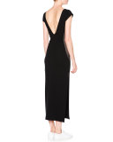 Cap-Sleeve Ballet Dress W/Mesh Insets, Black/Brown