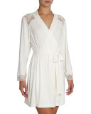 Noor Lace-Inset Robe, Ivory