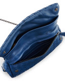 Intrecciato Small Chain Crossbody Bag, Cobalt Blue