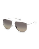 Odin Polarized Squared Aviator Sunglasses, Silver