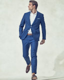 Super 160s Striped Wool Suit, Blue