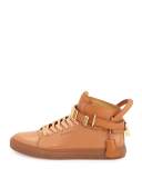 100mm Bison High-Top Sneaker, Peanut