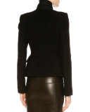 Stand-Collar Belted Jacket, Black