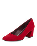Marymid Suede Mid-Heel Pump, Pomodoro