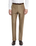 Parker Flat-Front Super 150's Trousers, Khaki