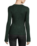 Vistas Metallic Ribbed Sweater, Green