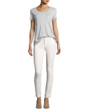 Prima Mid-Rise Cigarette Jeans, Powder White