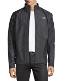 Isotherm Line-Print Weather-Resistant Running Jacket, Black