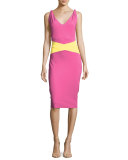 Dorcas Sleeveless Colorblock Cocktail Dress, Pink
