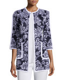 Floral-Print 3/4-Sleeve Jacket 