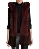 Hooded Mink Fur Vest w/ Fox Fur Trim