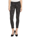 Verdugo Floral-Print Skinny Ankle Jeans, Black Pattern