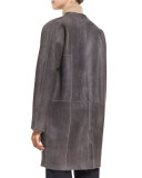 Reversible Shearling Fur Car Coat, Graphite