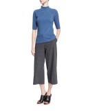 Macie Half-Sleeve Mock-Neck Cashmere Sweater, Blue Multi
