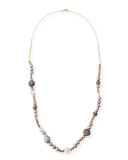 Long Pavé Sphere & Pearly Bead Necklace