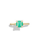 Châtelaine 18k Gold 7mm Chrysoprase Ring w/ Diamonds, Size 6