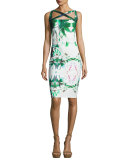 Angela Sleeveless Jersey Sheath Dress, Forest