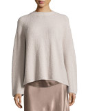 Ladder-Stitched Funnel-Neck Cashmere-Blend Sweater, Hazel