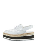 Wing-Tip Platform Slingback Oxford, White