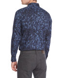 Autumnal Print Sport Shirt, Blue