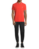 Short-Sleeve Polo Shirt w/Contrast Piping, Blaze Red