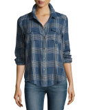 Mya Metallic Plaid Shirt, Dark Slate/Blue Stone