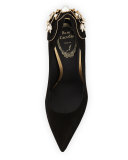 Crystal Suede 105mm Pump, Black