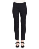 Mid-Rise Slim-Leg Pants, Black