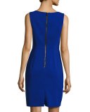 Mika Sleeveless Italian Cady Sheath Dress, Cobalt