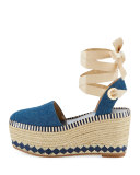 Dandy Denim Espadrille Wedge Sandal, Blue