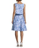Sleeveless Floral-Print Popover Dress, Ocean