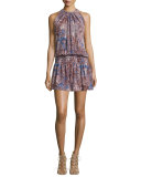 Paris Sleeveless Blouson Dress, Python Flower Print