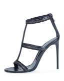 Zipper T-Strap 105mm Sandal, Black