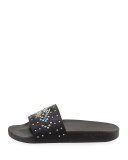 Studded Rubber Slide Sandal, Black/Blue