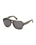 Dylan Men's Striped Acetate Sunglasses, Gray/Smoke