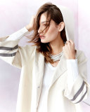 Hooded Coat W/Monili-Striped Sleeves, Butter