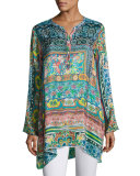 Frame Printed Silk Georgette Tunic, Multi