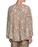 Laser-Cut Suede & Georgette Jacket, Beige