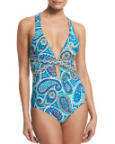 Provence Paisley Printed One-Piece Swimsuit