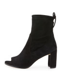 Kokomo Suede Open-Toe Bootie, Black
