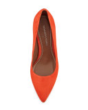 Treva Suede Pointed-Toe Pump, Coral