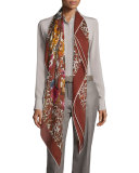 Rose Sauvage Berbère Cashmere-Silk Shawl, Red Pattern